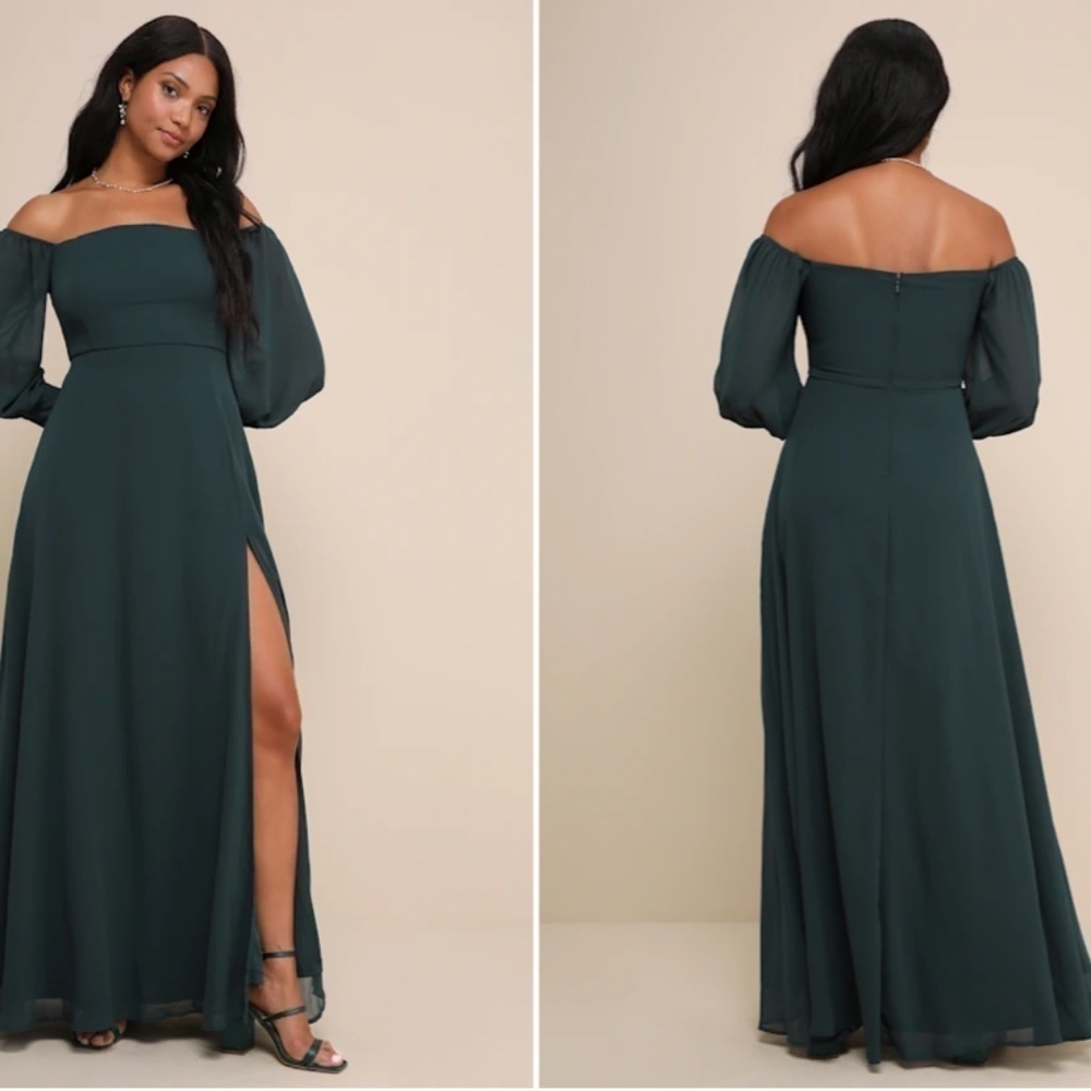 LULU's Sexy Prom Elegant Boho Long Sleeve Romantic Flowy Bridesmaid Wedding Gown